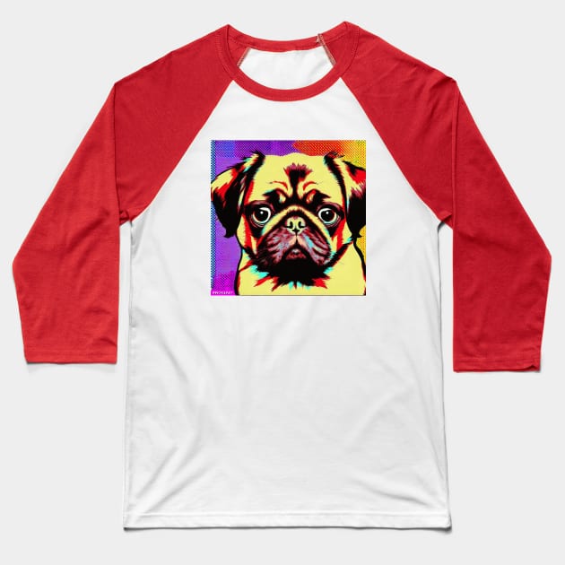 Pug Pop Art Baseball T-Shirt by Sketchy